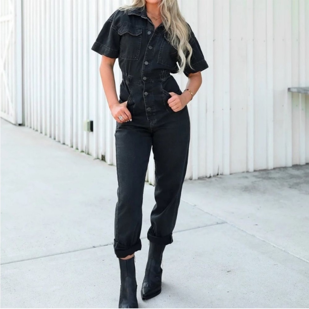 NEW Free People We the Free Maci Jumpsuit Black Size Large